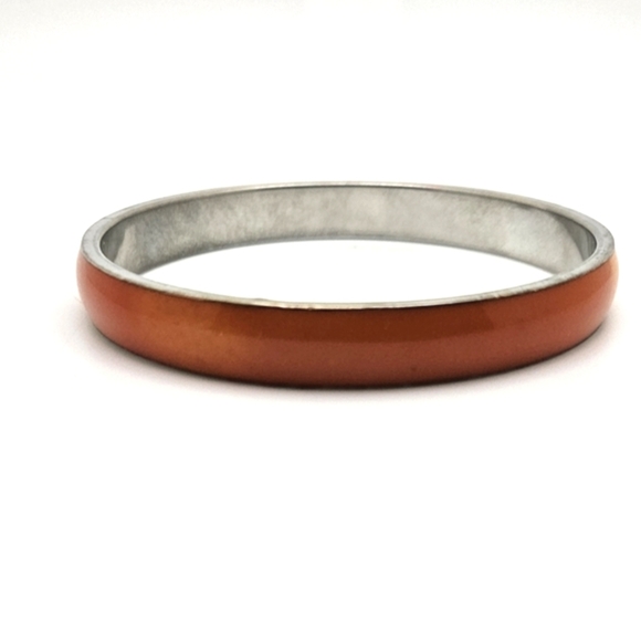 ๐ข3/$19๐ข Orange Silver Tone Metal Acrylic Vintage Bangle Bracelet - Picture 3 of 5